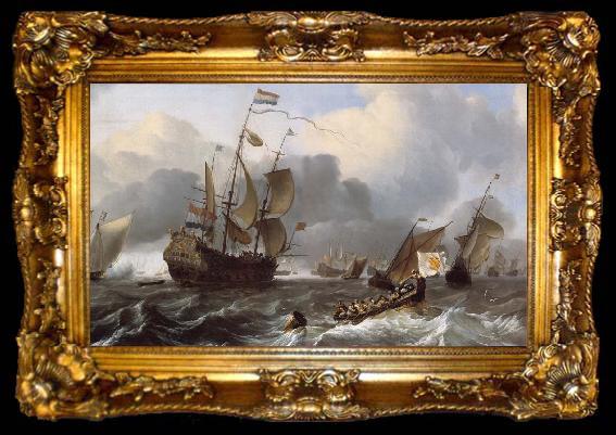 framed  Ludolf Backhuysen Detail of THe Eendracht and a Fleet of Dutch Men-of-War, ta009-2